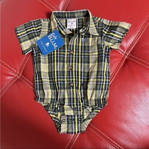 Baby bum plaid boy onesie new with tags, green and blue